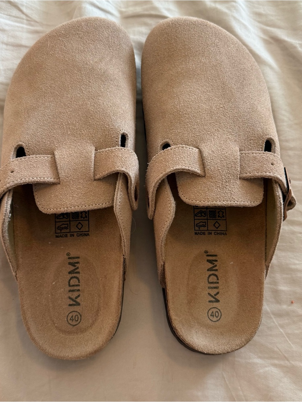 Suede Slip-On Clog Mule in Taupe